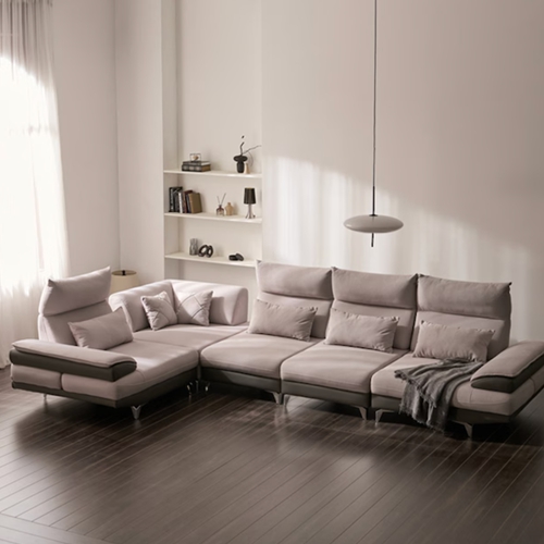 헤이몰리  비토 코너형 헤드 조절 스윙 투톤 아쿠아텍스 패브릭 소파 8인용