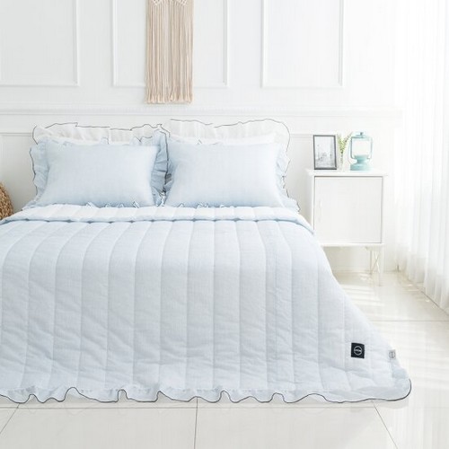 에어밤부 프릴 스노우 리플 여름 누비이불패드 풀세트