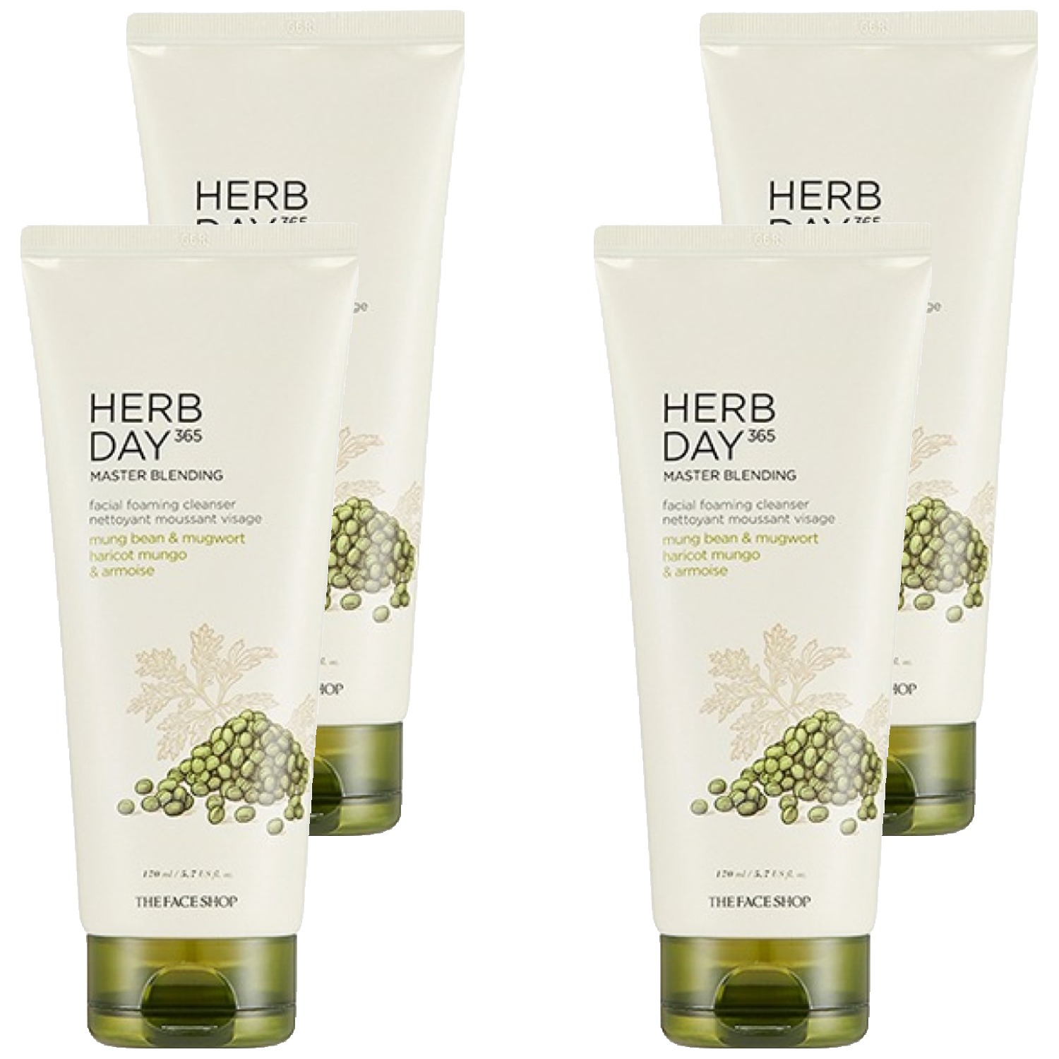 더페이스샵 허브데이 365 마스터 블렌딩 녹두 클렌징폼 170ml (4개)_이미지