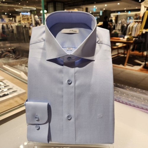 ST듀퐁 셔츠 SE4FM21LS303SBU 컴포터블 순면 120수 와이드 카라 블루 슬림 핏 셔츠_이미지