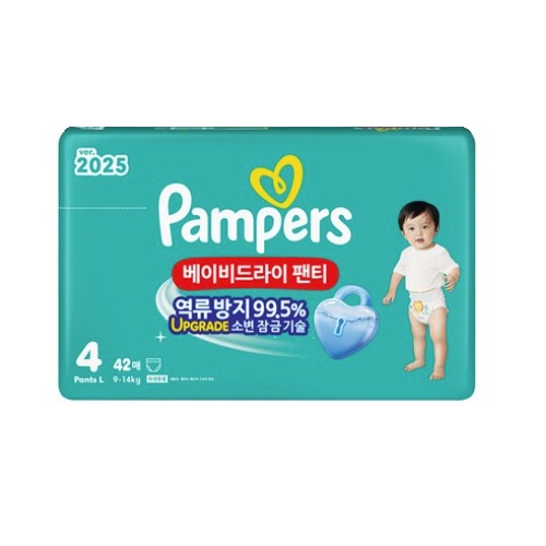 팸퍼스 2025 베이비드라이 팬티형 4단계-공용 (336매)_이미지