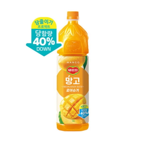 롯데칠성음료 델몬트 망고 로어슈거 1.5L (4개)