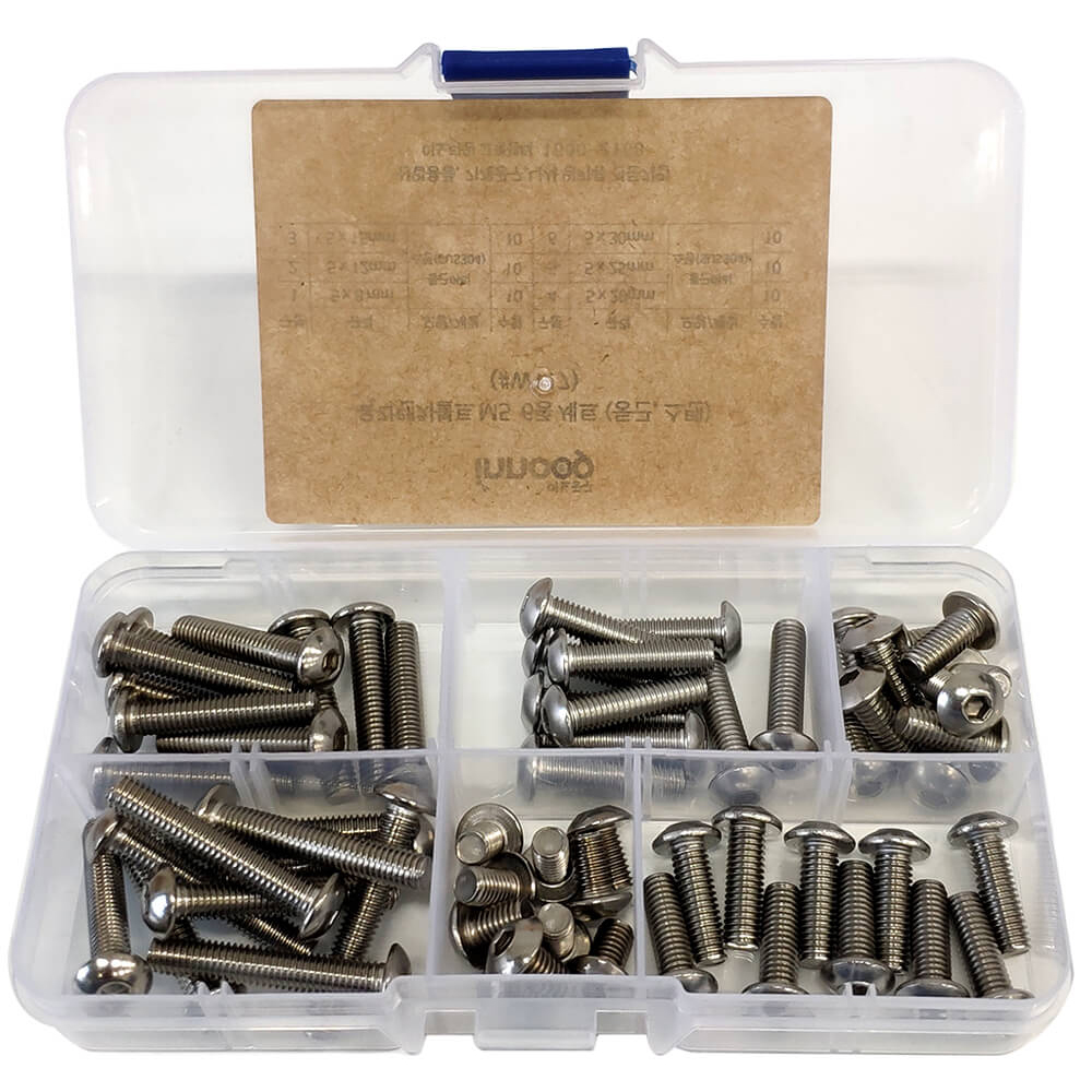 이노공구 육각렌치볼트 둥근머리 스텐 6종 세트 M5 W117 (60pcs)_이미지