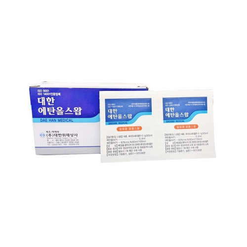 대한위재 에탄올스왑 에탄올83% 일회용 개별포장 알콜스왑 알콜솜 100매/1매포장
