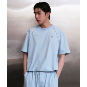 BEENTRILL X ELECTRIC UV 테크 오버핏 반팔 티셔츠 스카이 블루 BA242WT010SB 165167