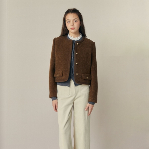바바패션 JJ지고트 울 알파카 블렌드 크롭재킷 GRBA0JKJ51