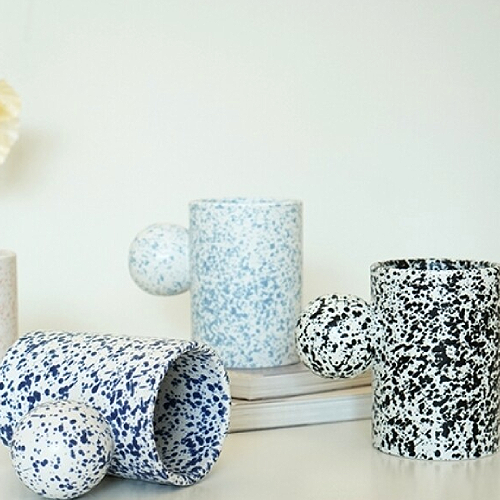 달마시안 점박이 뭉툭 손잡이 머그컵 240ml