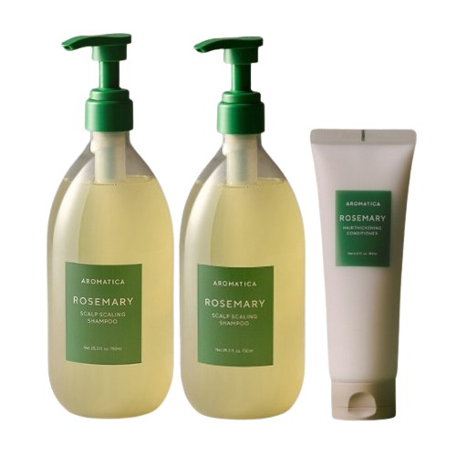 아로마티카 로즈마리 스칼프 스케일링 샴푸 750ml 2개+트리트먼트 160ml 3종세트