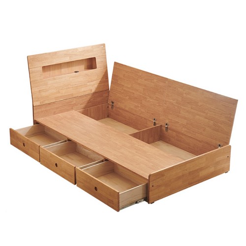 핀란디아 루나 원목 수납 LED침대 SS (매트별도)_이미지