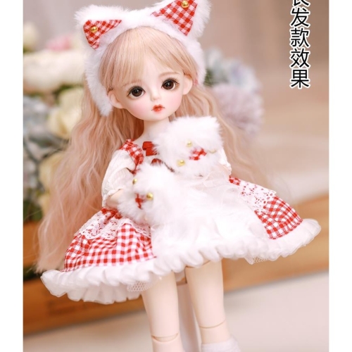 USD 구체관절인형 30cm 풀세트 레드 의상 귀요미 2종세트 선택가능 구관 1/6 SD/BJD QHT-D-183 긴 머리_이미지