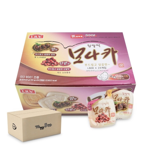 리리식품 찹쌀떡 모나카 밤맛 단팥맛 24개입 840g (9개)_이미지