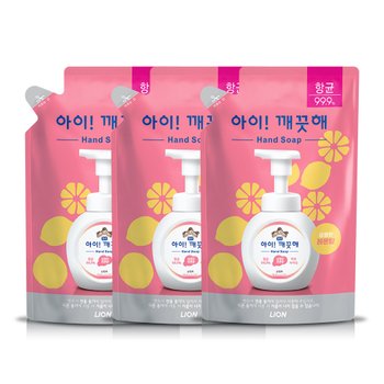 아이깨끗해 레몬 항균 폼 핸드 솝 리필 450ml (3개)_이미지