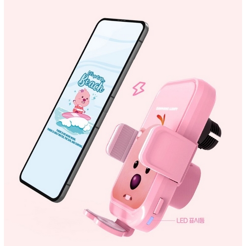 로이체 잔망루피 듀얼코일 차량용 무선충전거치대 ICNS-DWC-C-LP_이미지