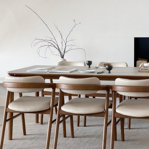 로포텐 프라하 포세린 세라믹 원목 식탁 1800 (의자4개)_이미지