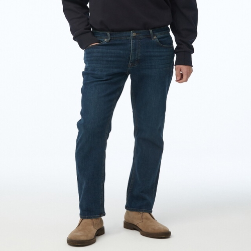 남성 다크네이비 워싱 면혼방 기모 데님팬츠_WHPA4D255N3