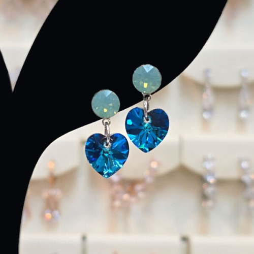 블루 오스트리아 스톤 하트 드롭귀걸이 FP1729