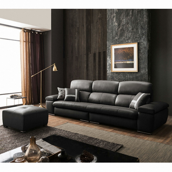 쉐우드가구 비앙 천연가죽 소파 3인용 (스툴포함)