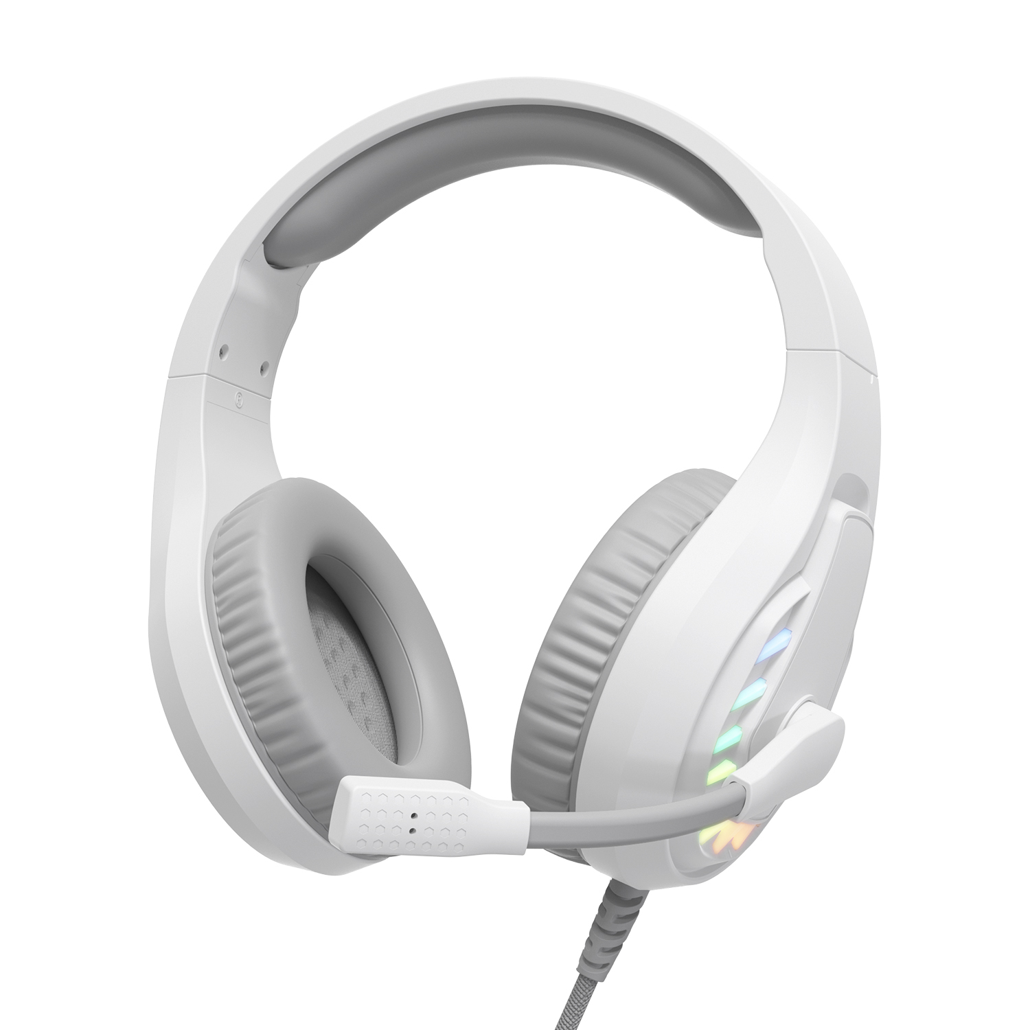 앱코 X23 노이즈캔슬링 RGB LED 초경량 USB 게이밍 헤드셋 (화이트, 정품)_이미지