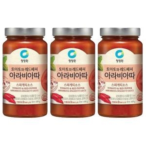 청정원 토마토와 레드페퍼 아라비아따 스파게티 소스 600g (3개)_이미지