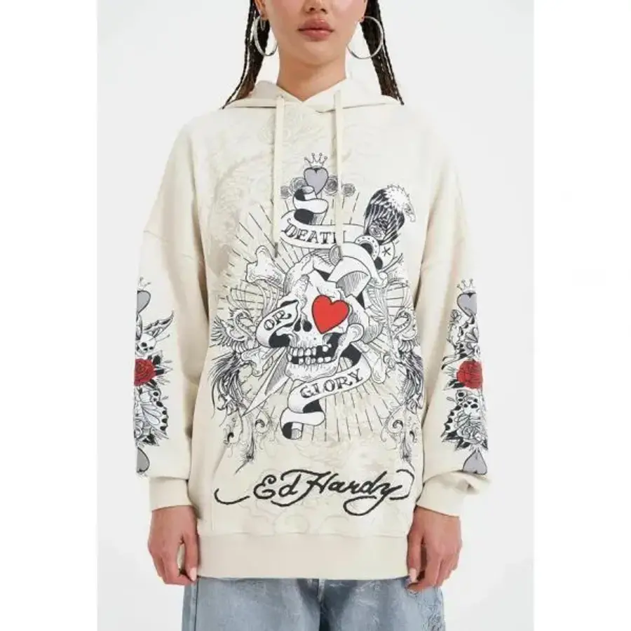 글로리 Ed Hardy 에드 하디 데스 오어 러브 후디 베이지 7615184_이미지