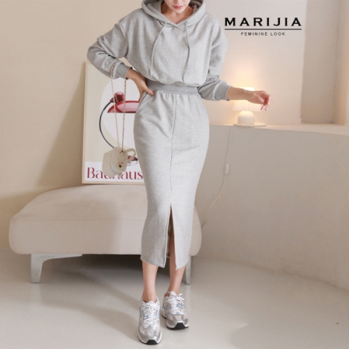 패플 마리지아MARIJIA 범블 후드 앞트임 원피스_MOPA51014