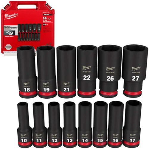 밀워키 1/2인치 롱 임팩트 소켓 세트 49-66-7014 (14pcs)_이미지