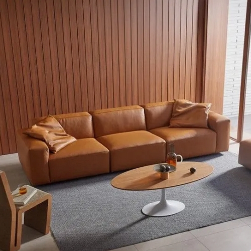 바크 베티버 천연가죽 소파 4인용