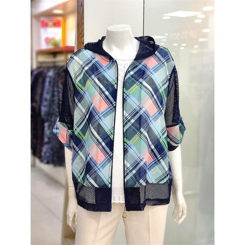 NC엑스코 이헌영 체크 망사 후드 집업 재킷 22BS4026J2_이미지