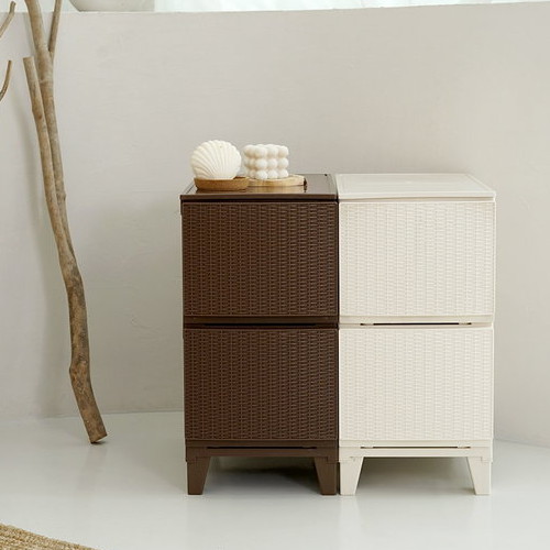 보노하우스 가든 라탄 서랍장 슬림형 2단
