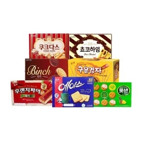 크라운제과 간편하게 뜯어먹는 사무실 과자 7종 오뜨2종 쵸코하임 대 빈츠 쿠크다스 대 에이스