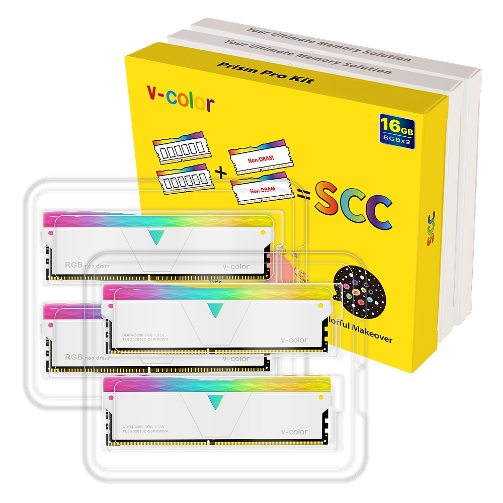 V-Color DDR4-3200 CL16 PRISM PRO RGB SCC KIT WHITE 패키지 (16GB(8Gx2))_이미지