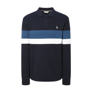 LF 헤지스레이디스 네이비 라인배색 면혼방 긴팔카라티셔츠 WHTS4D532N3