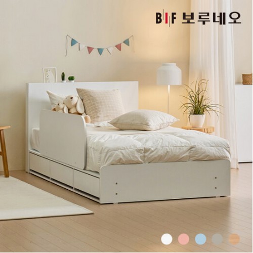 BIF보루네오 조이Po 3서랍 수납 일반헤드형 침대 SS (양면본넬스프링)_이미지