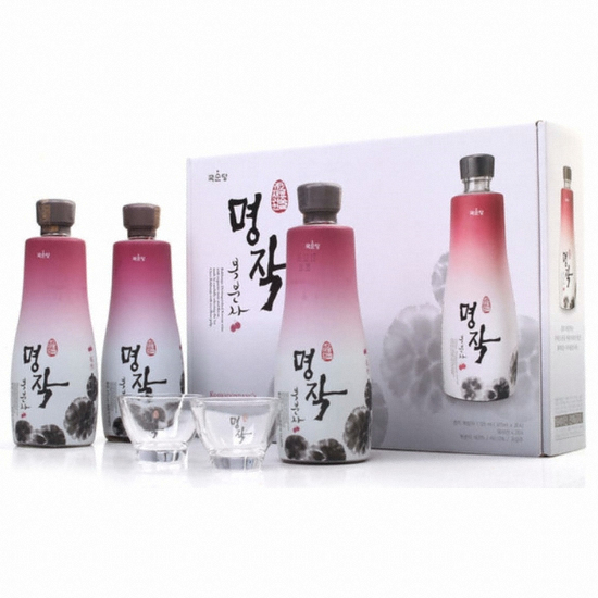 국순당(고창명주) 명작 복분자주 375ml 3입+술잔 세트 (1개)_이미지