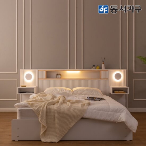 네오 피에스토 벙커 수납 LED침대 Q+협탁2개