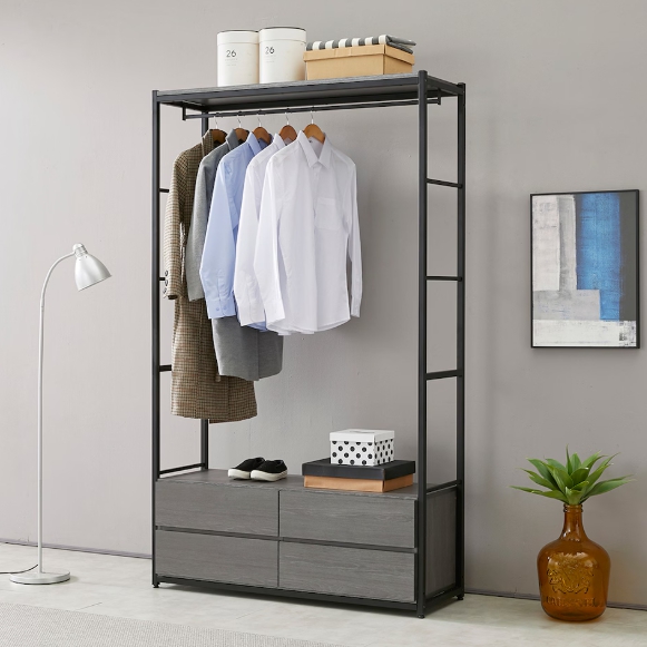 가구리빙 보니토 SO1142 철제 시스템 2단 서랍장 행거 1200