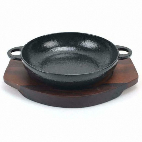 [불명] 무쇠도나베 목판 주물팬 볶음팬 (24cm)_이미지