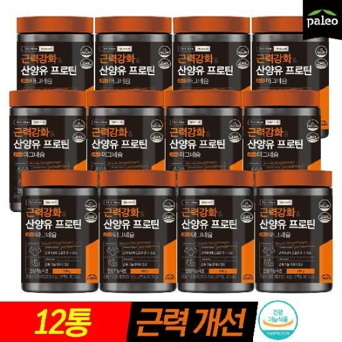 한국생활건강 팔레오 근력강화 산양유 프로틴 plus 마그네슘 245g (12개)