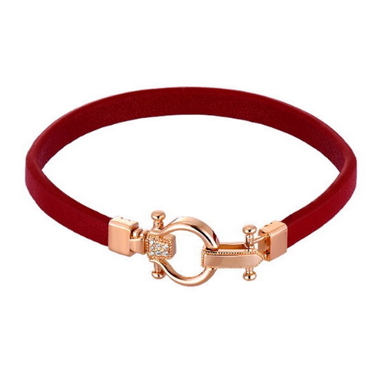 18K 프레클 한줄 가죽팔찌 1타입 (레드)