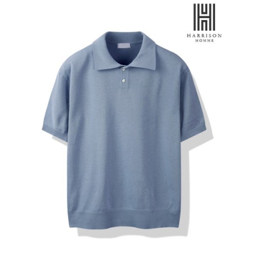 해리슨 L3XL 린넨 터치드 반팔 카라 니트 HA-1455 MELC1011_이미지