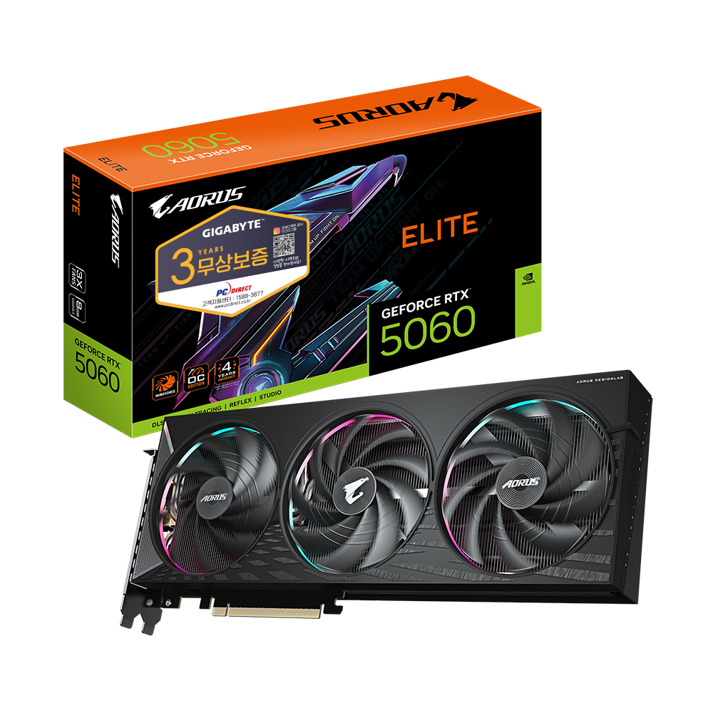GIGABYTE AORUS 지포스 RTX 5060 ELITE D7 8GB 피씨디렉트