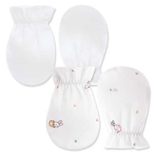  오가닉붐 유아용 토끼띠해 출산 컵토끼 여름용 손싸개 세트 아이보리 FREE