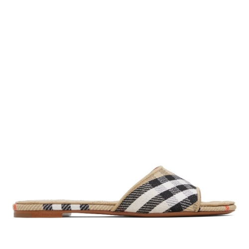 버버리 탠 체크 슬론 슬라이드 샌들 261376F124000