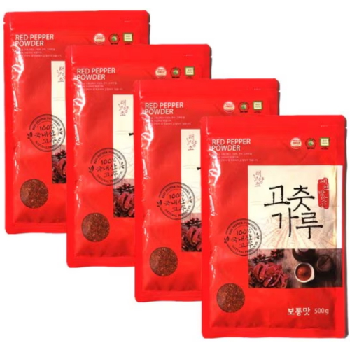 예천청결고추 2026 예천청결 태양초 고춧가루 보통맛 500g (4개)_이미지