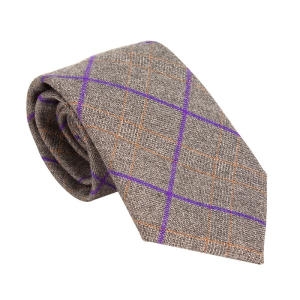 레디핏 퍼플 테터솔 체크 울 수동 넥타이_MW7094