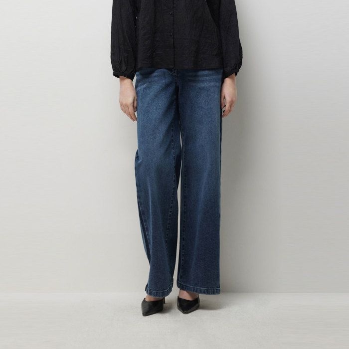 SISLEY 와끼 배색 밴딩 데님 팬츠_SADP07611BL_이미지