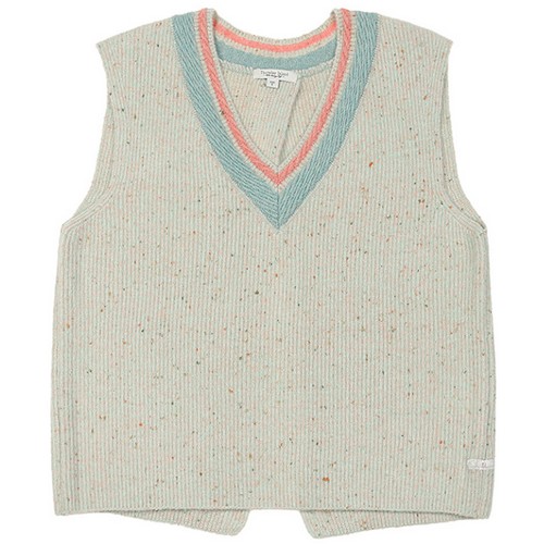 네크 배색 뒷트임 베스트 T216MVT136W