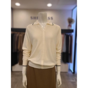 카라 브이넥 슬림 니트 SSKPOO31100 아이보리 77