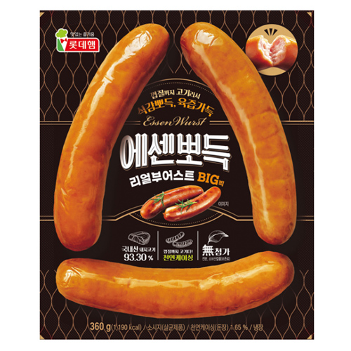 롯데웰푸드 롯데햄 에센뽀득 리얼부어스트 BIG 360g (5개)_이미지