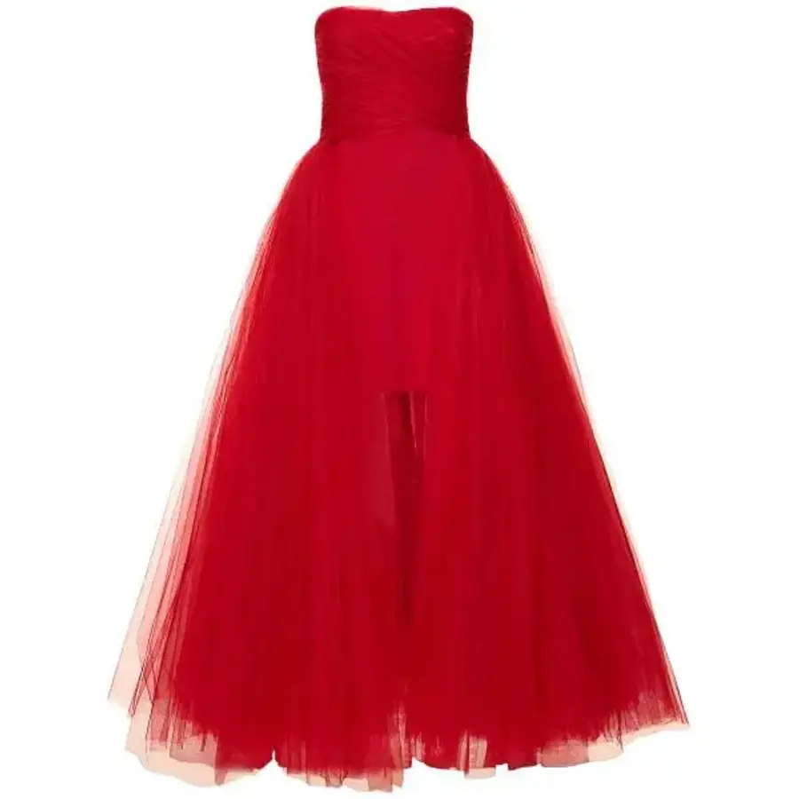 발리 지암바티스타 여성 스트랩리스 언밸런스 튤 미니 드레스 78I 4XS012 TP7214